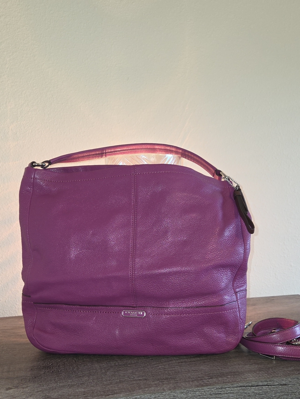 Coach Park Leather Shoulder/Crossbody Hobo in Magenta
